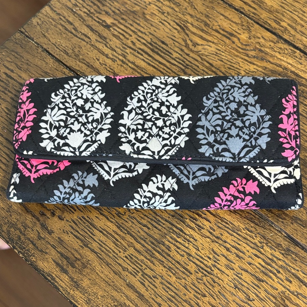 Vera Bradley Black and Pink Floral Wallet